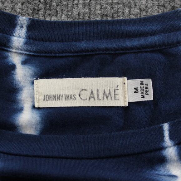 Johnny Was Calme Shirt Medium Collab Tie Dye Blue White Crewneck Casual Cool - Picture 3 of 7